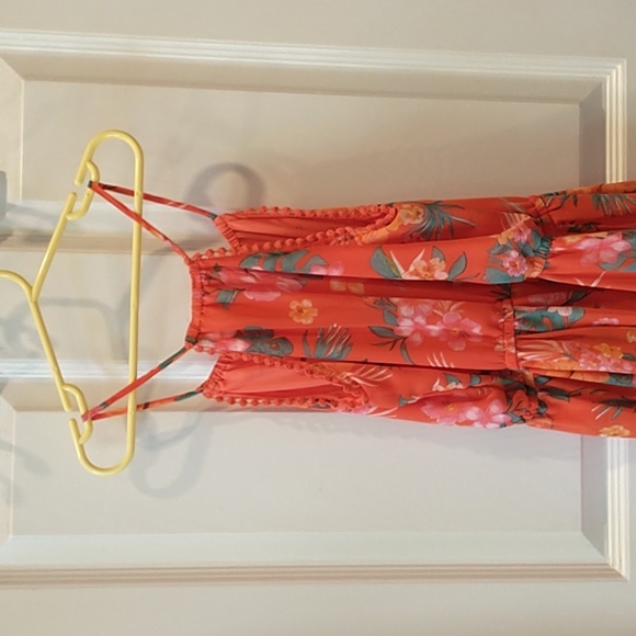 Orange floral pattern spaghetti strap H&M size 12-14A - Picture 6 of 6